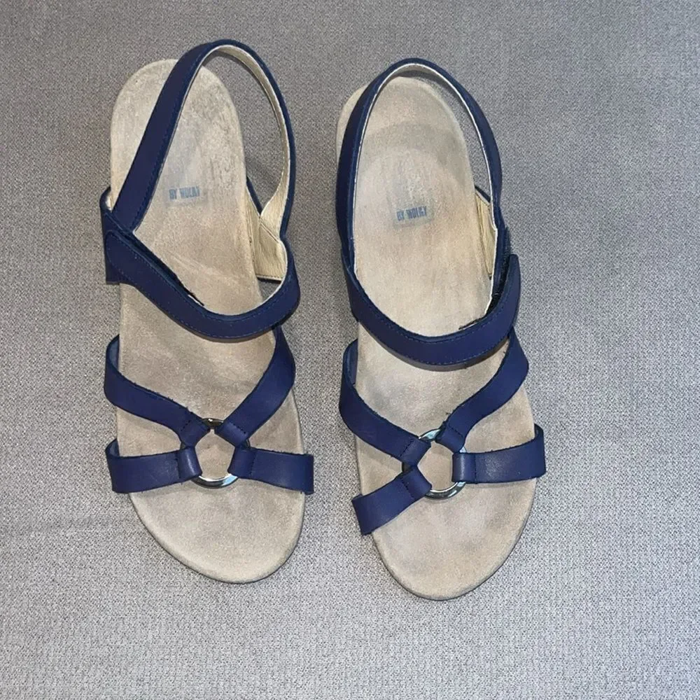 Wolky leather wood 2.5” wedge heel sandals